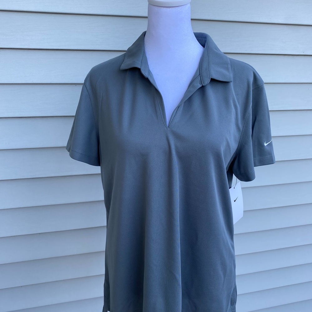 Nike Gray Fitted Short Sleeve Polo Shirt